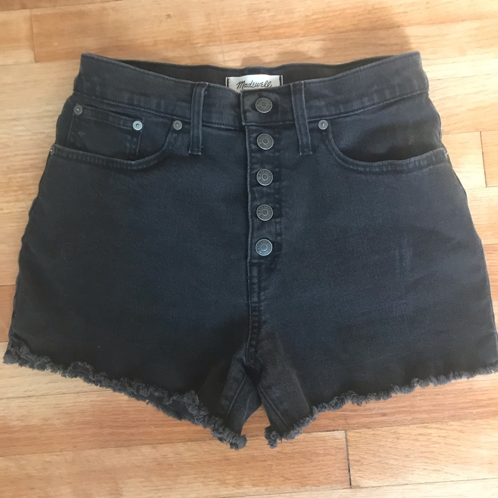 Madewell High-waisted black denim shorts